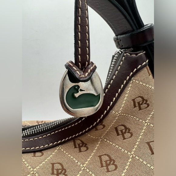 Brown Dooney & Bourke Canvas Monogram with Leather Trim Hobo - Picture 5 of 15